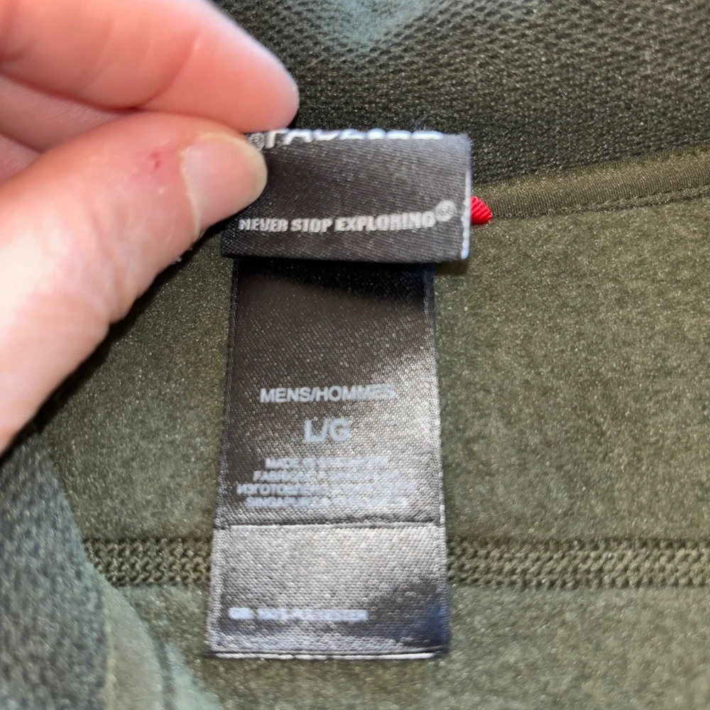 The north face men’s large hunter green and gray fleece jacket full zip‎